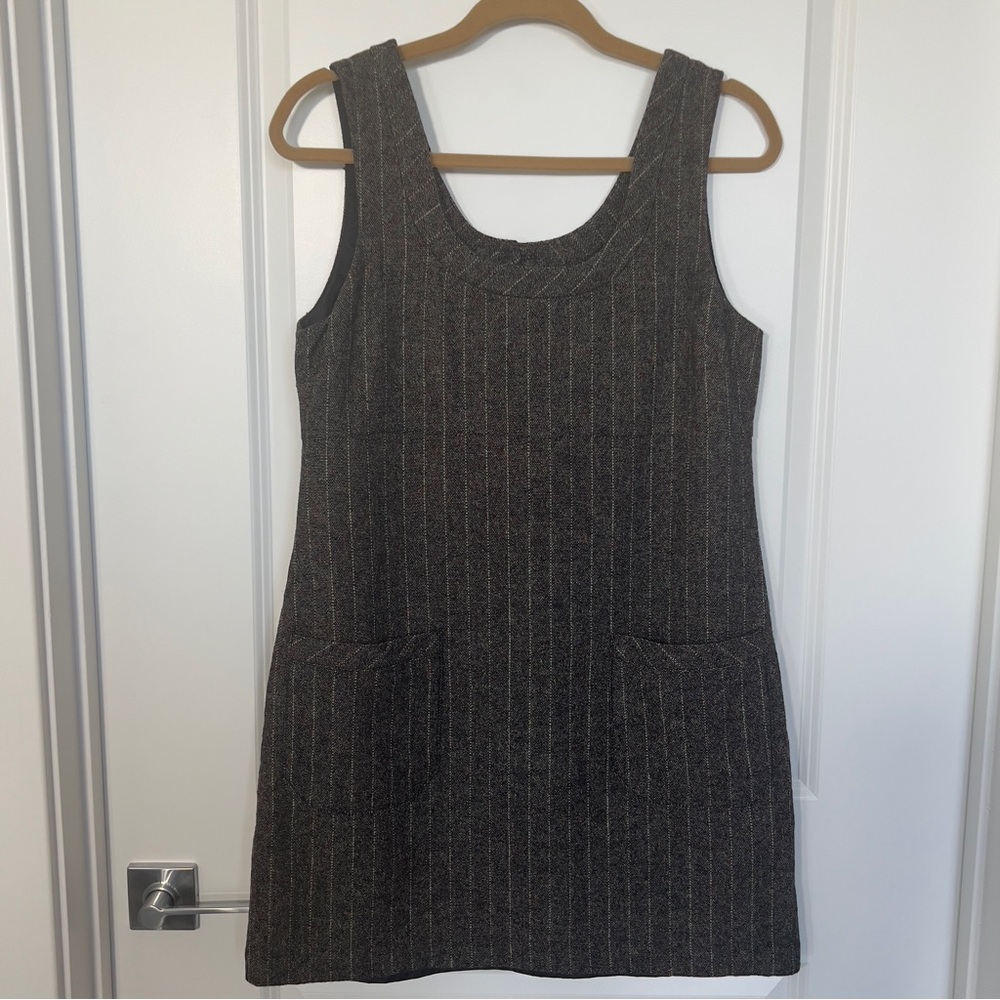 Old Navy Wool Sleeveless Gray Pinstripe‎ Mini Dress, Size 8